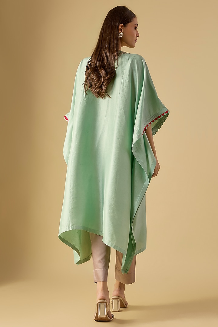 Aqua Silk Dori Work Kaftan Set by Prisho at Pernia's Pop Up Shop