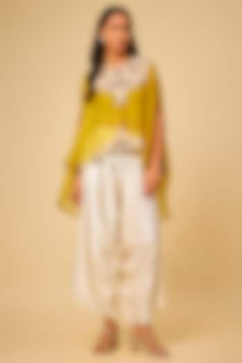 Yellow Organza Resham Work Kaftan Set by Prisho at Pernia's Pop Up Shop