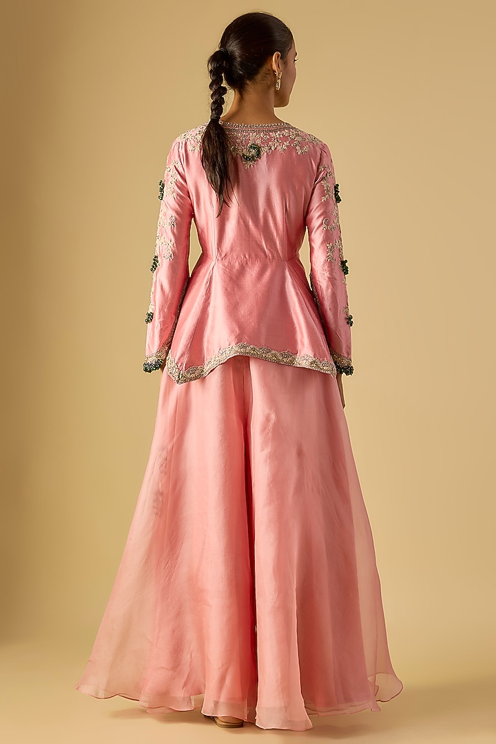 Pink Organza Wedding Sharara Set by Prisho at Pernia's Pop Up Shop