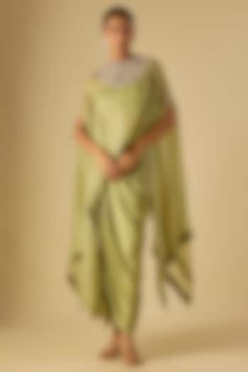 Sea Green Organza Maal Work Kaftan Set by Prisho at Pernia's Pop Up Shop