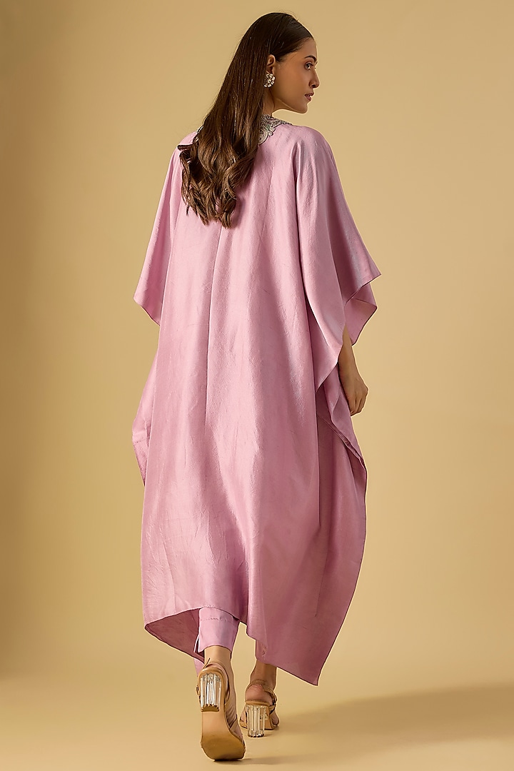 Lavender Silk Maal & Dori Work Kaftan Set by Prisho at Pernia's Pop Up Shop