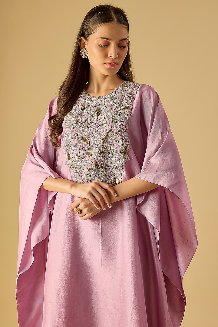 Lavender Silk Maal & Dori Work Kaftan Set by Prisho at Pernia's Pop Up Shop