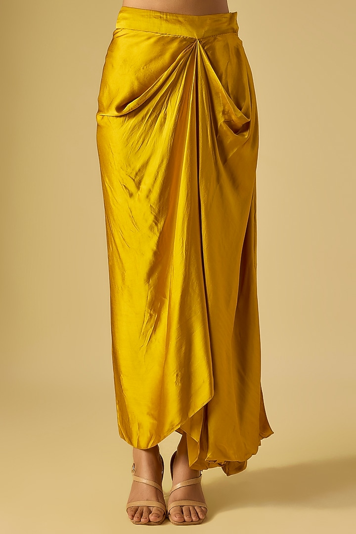 Mustard Organza Maal & Dori Work Cape Set by Prisho at Pernia's Pop Up Shop
