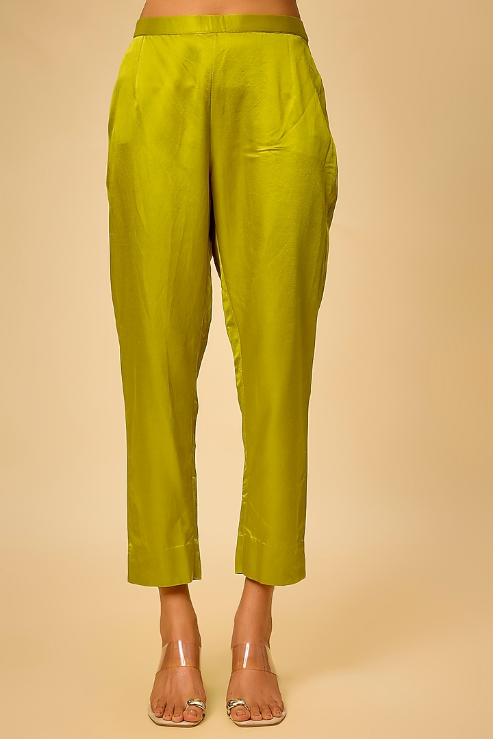 Lime Green Silk Maal Work Kurta Set by Prisho at Pernia's Pop Up Shop
