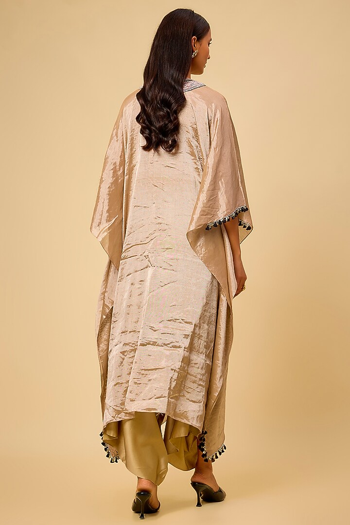 Champagne Tissue Dori Work Kaftan Set by Prisho at Pernia's Pop Up Shop