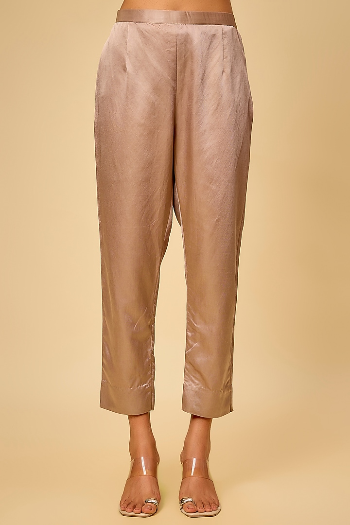 Champagne Habutai Resham Work Kaftan Set by Prisho at Pernia's Pop Up Shop