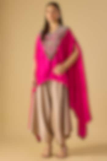 Fuschia Silk Dori Work Kaftan Set by Prisho at Pernia's Pop Up Shop