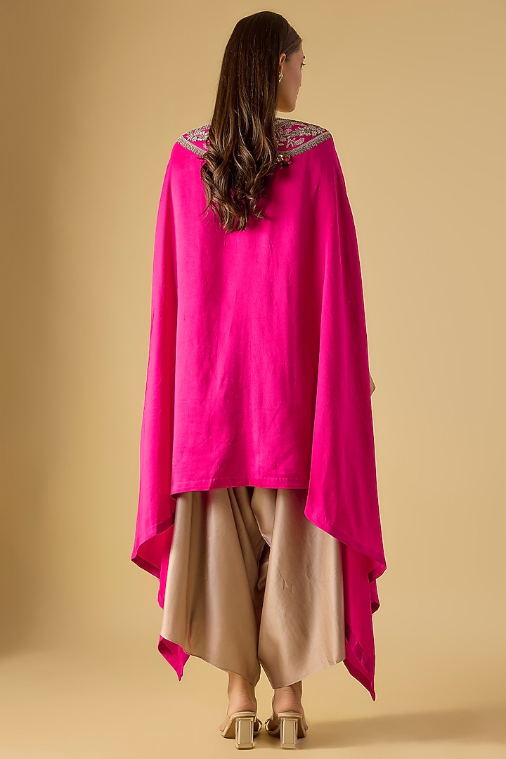 Fuschia Silk Dori Work Kaftan Set by Prisho at Pernia's Pop Up Shop