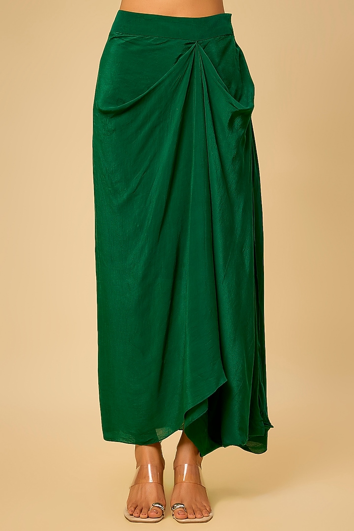 Bottle Green Organza Maal & Dori Work Cape Set by Prisho at Pernia's Pop Up Shop