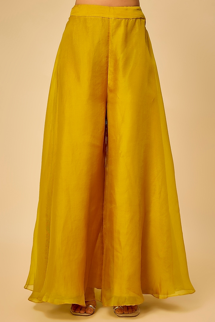 Mustard Organza Wedding Sharara Set by Prisho at Pernia's Pop Up Shop