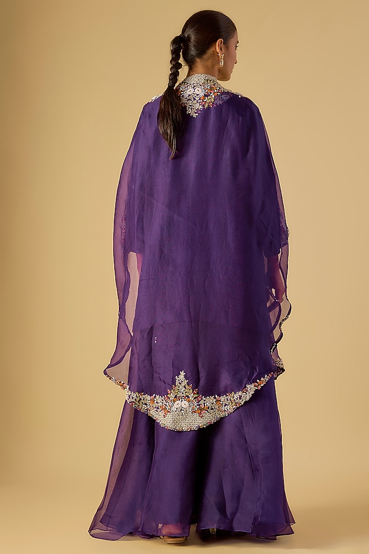 Purple Organza Thread Work Cape Set by Prisho at Pernia's Pop Up Shop