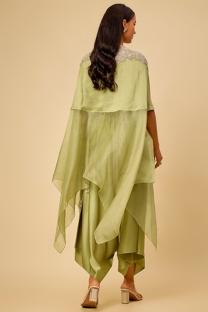 Sea Green Silk Resham Work Kaftan Set by Prisho at Pernia's Pop Up Shop