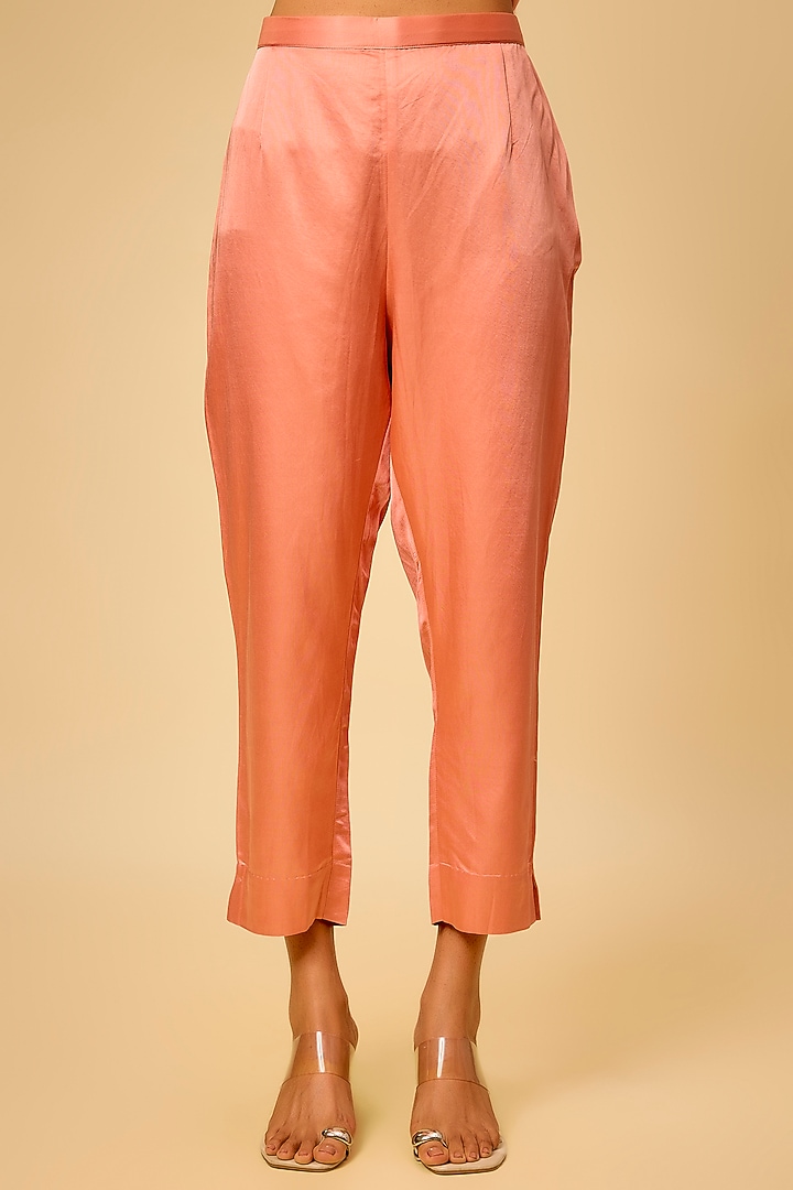 Peach Silk Maal Work Kurta Set by Prisho at Pernia's Pop Up Shop
