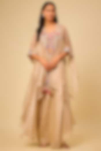 Champagne Tissue Dori Work Cape Set by Prisho at Pernia's Pop Up Shop