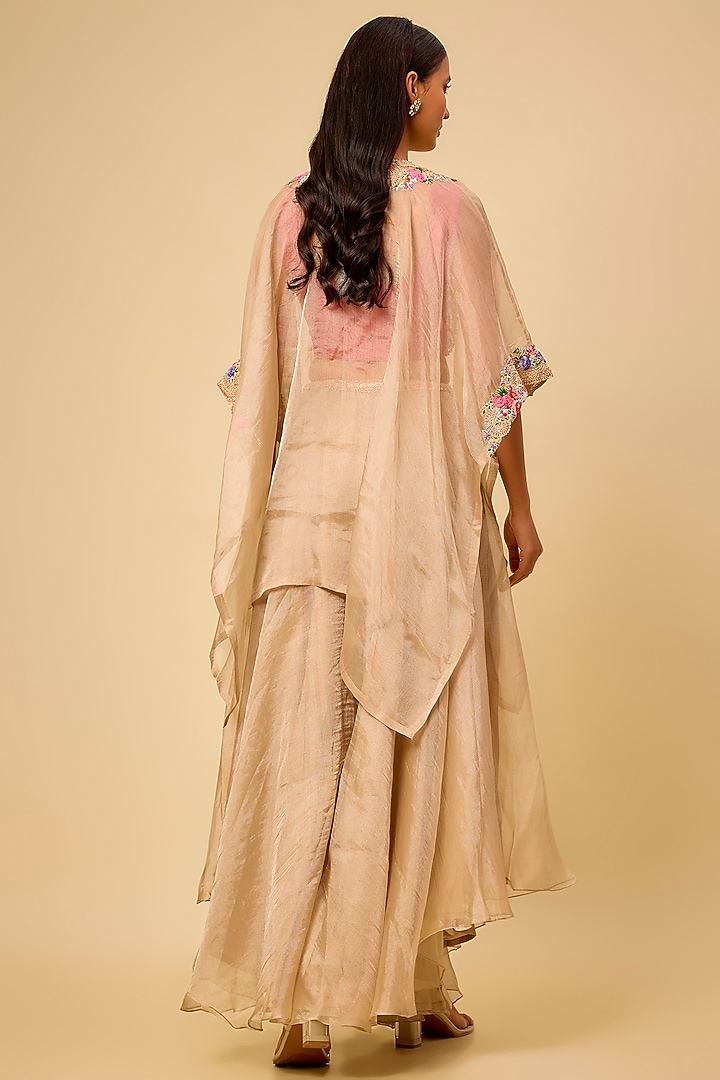 Champagne Tissue Dori Work Cape Set by Prisho at Pernia's Pop Up Shop