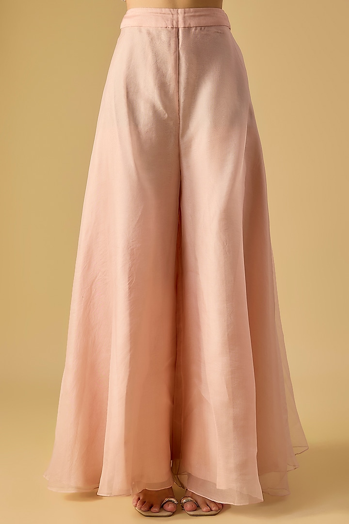 Flamingo Pink Organza Resham Work Cape Set by Prisho at Pernia's Pop Up Shop