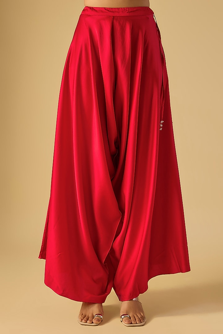 Red Organza Resham & Maal Work Kaftan Set by Prisho at Pernia's Pop Up Shop