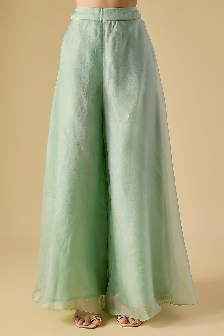 Aqua Organza Wedding Sharara Set by Prisho at Pernia's Pop Up Shop