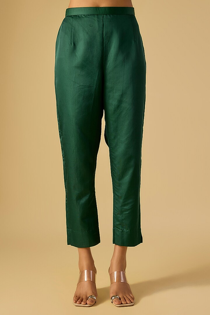 Bottle Green Silk Gota Work Kaftan Set by Prisho at Pernia's Pop Up Shop
