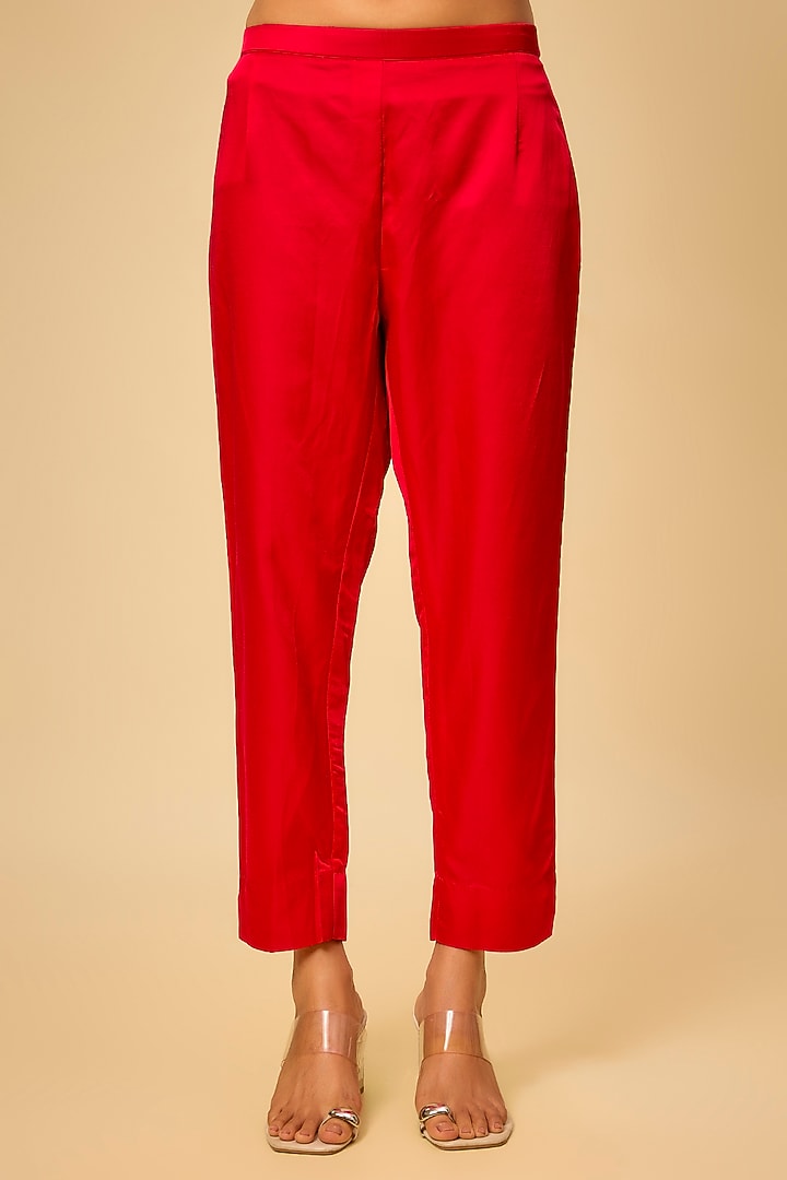 Red Silk Maal Work Kurta Set by Prisho at Pernia's Pop Up Shop