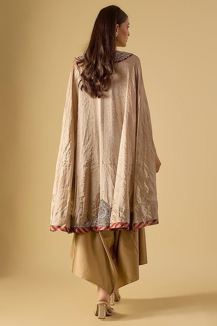 Champagne Tissue Maal Work Kaftan Set by Prisho at Pernia's Pop Up Shop
