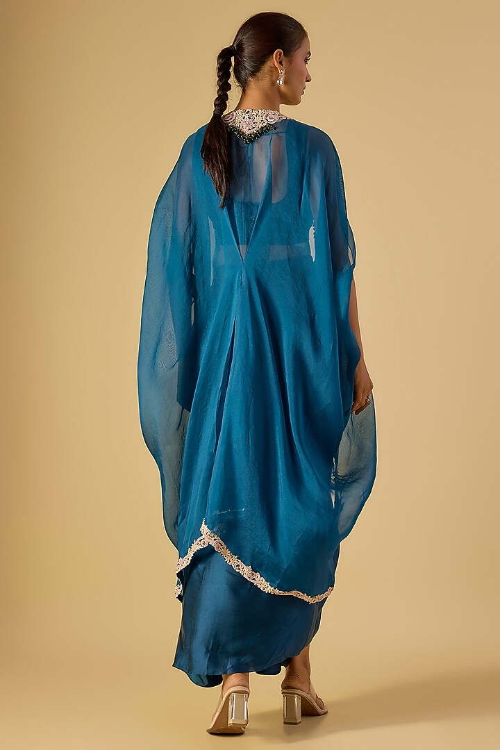 Blue Modal Satin Skirt Set by Prisho at Pernia's Pop Up Shop