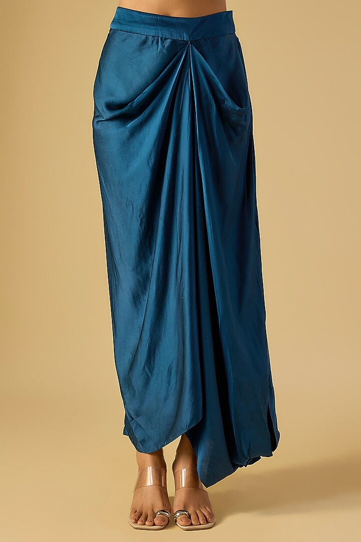 Blue Modal Satin Skirt Set by Prisho at Pernia's Pop Up Shop