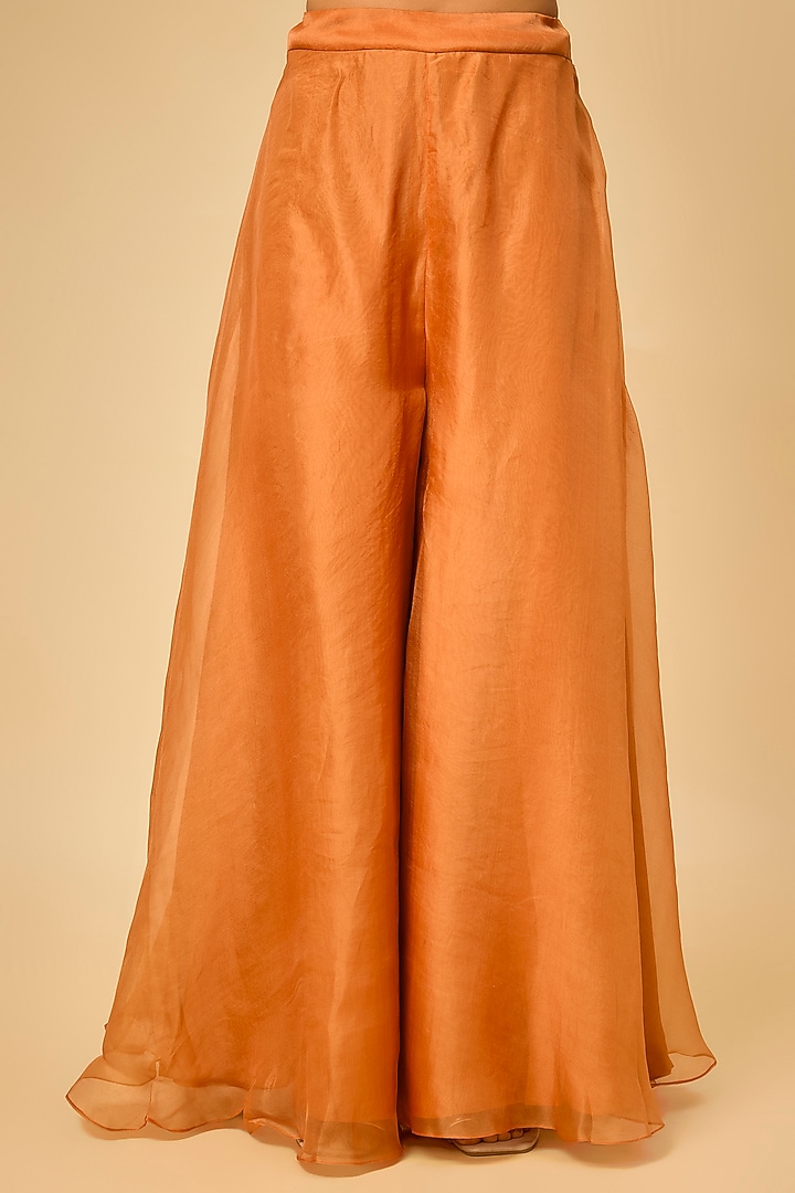 Rust Silk Wedding Sharara Set by Prisho at Pernia's Pop Up Shop