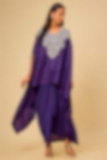Dark Purple Modal Satin Skirt Set by Prisho at Pernia's Pop Up Shop