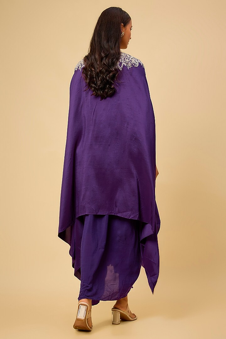 Dark Purple Modal Satin Skirt Set by Prisho at Pernia's Pop Up Shop