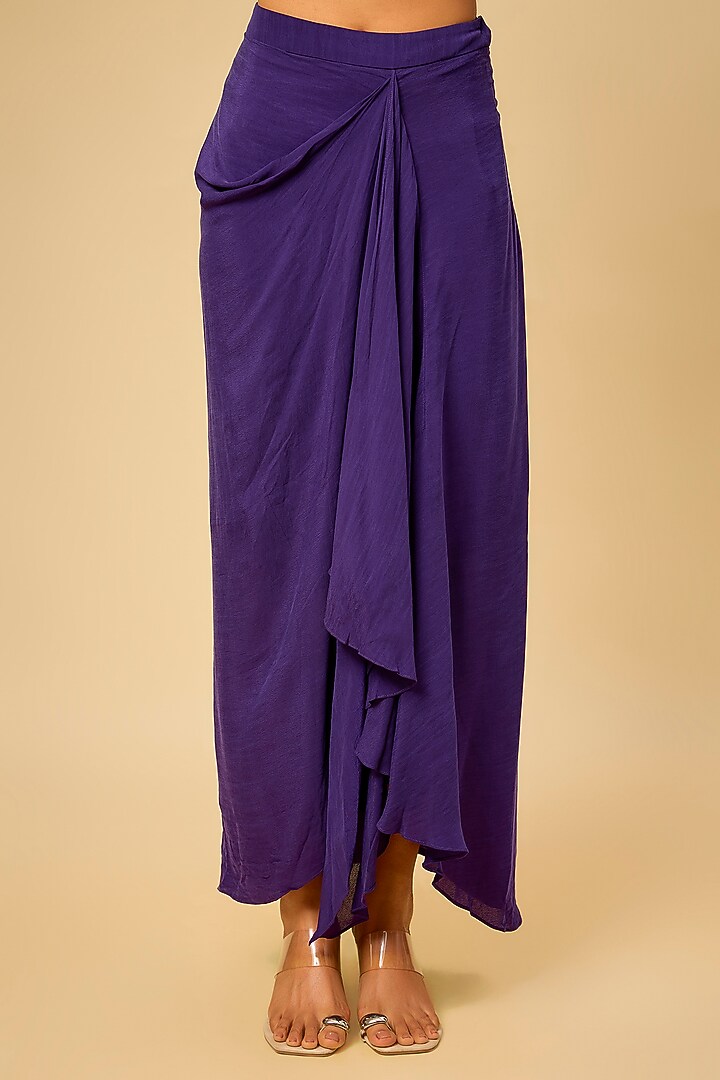 Dark Purple Modal Satin Skirt Set by Prisho at Pernia's Pop Up Shop