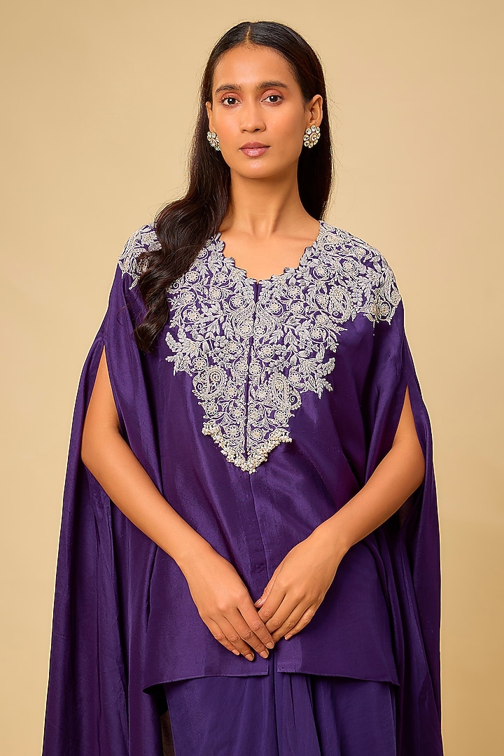 Dark Purple Modal Satin Skirt Set by Prisho at Pernia's Pop Up Shop
