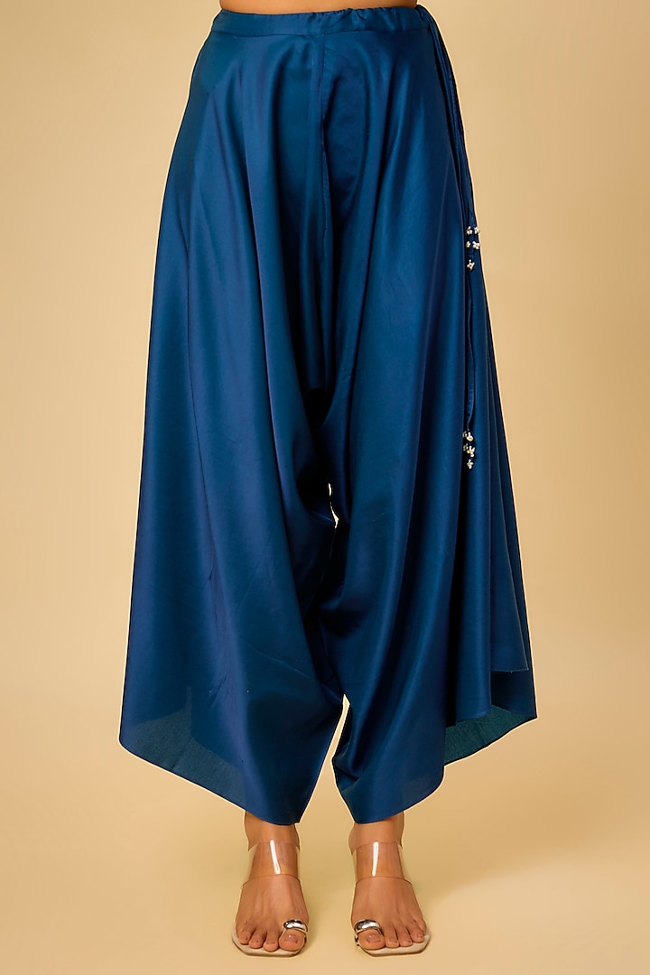 Blue Semi-Organza Silk Resham & Maal Work Kaftan Set by Prisho at Pernia's Pop Up Shop