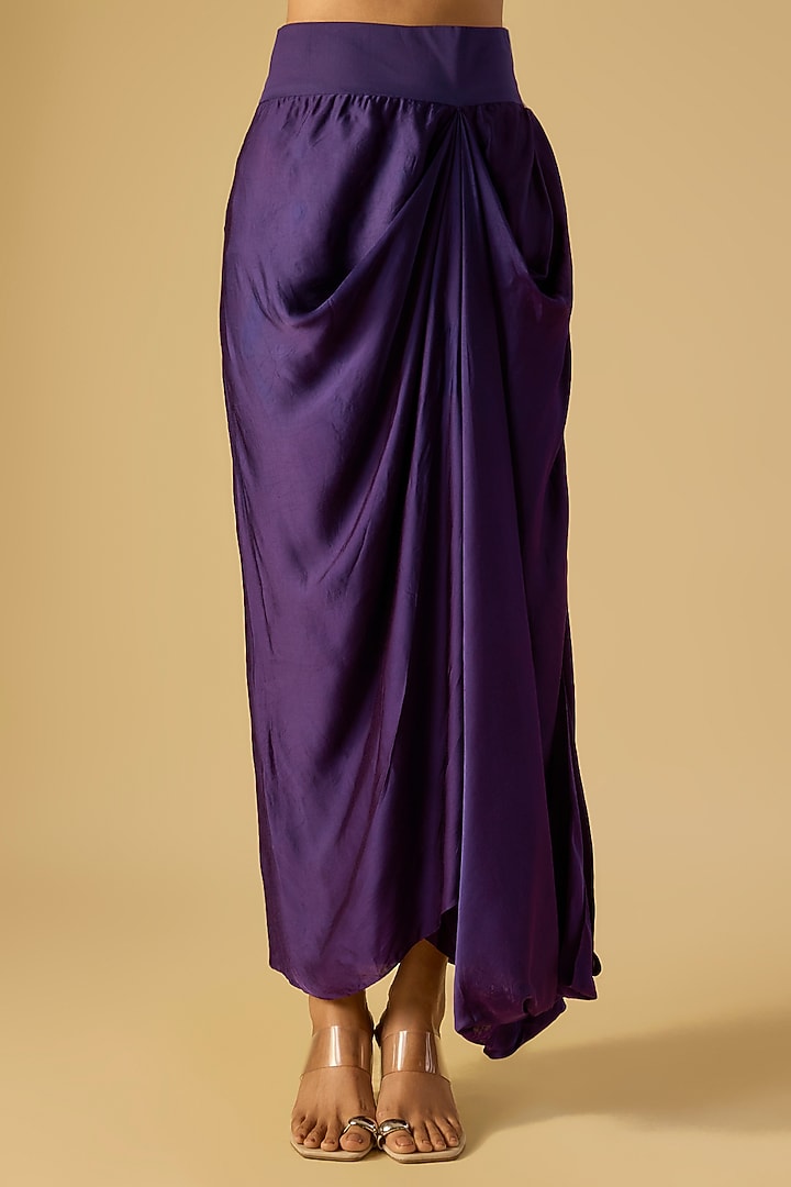 Dark Purple Organza Dori Work Kaftan Set by Prisho at Pernia's Pop Up Shop