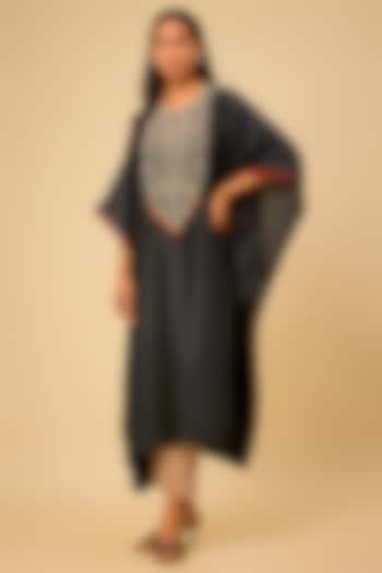 Black Silk Dori Work Kaftan Set by Prisho at Pernia's Pop Up Shop