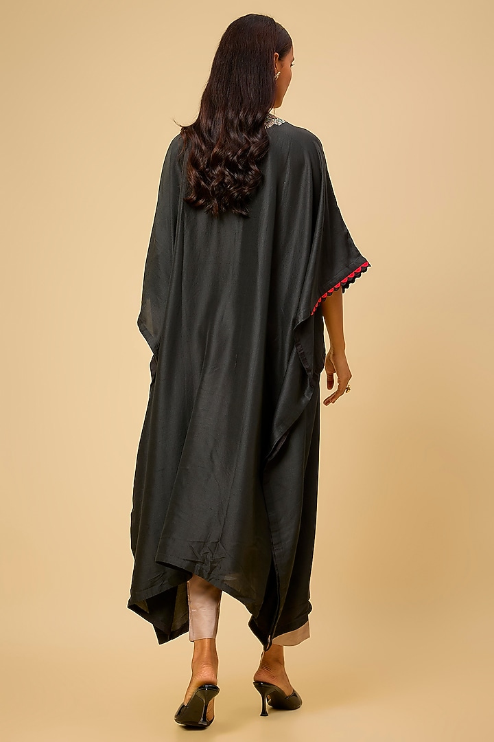 Black Silk Dori Work Kaftan Set by Prisho at Pernia's Pop Up Shop