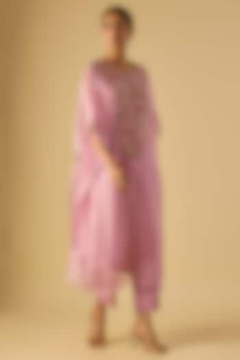 Lavender Organza Thread Work Kaftan Set by Prisho at Pernia's Pop Up Shop