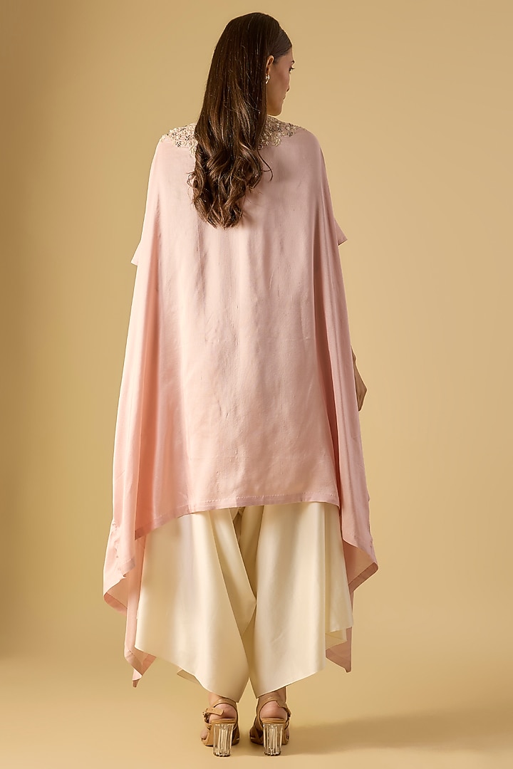 Dark Flamingo Pink Silk Resham Work Kaftan Set by Prisho at Pernia's Pop Up Shop