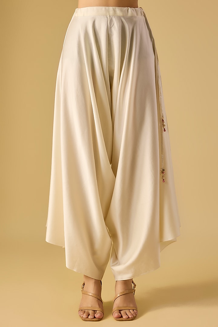 Dark Flamingo Pink Silk Resham Work Kaftan Set by Prisho at Pernia's Pop Up Shop