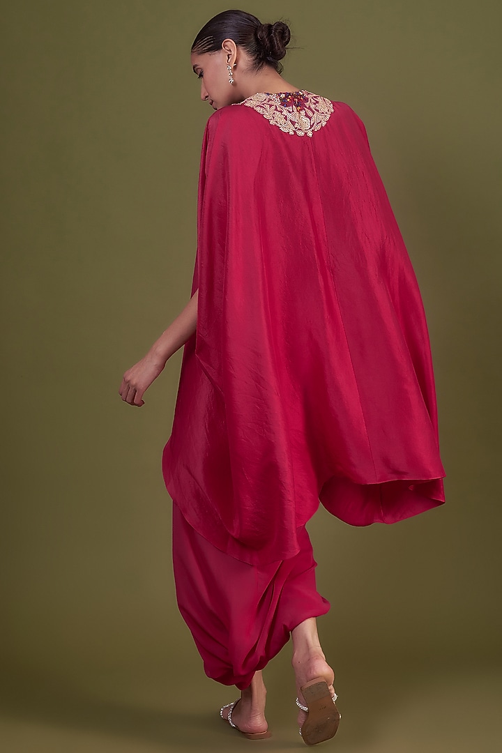 Red Silk Embroidered Kaftan Set by Prisho at Pernia's Pop Up Shop