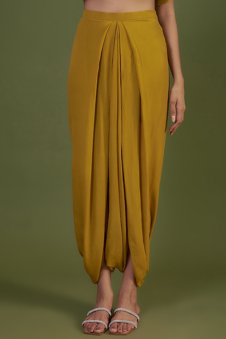 Yellow Silk Embroidered Kaftan Set by Prisho at Pernia's Pop Up Shop