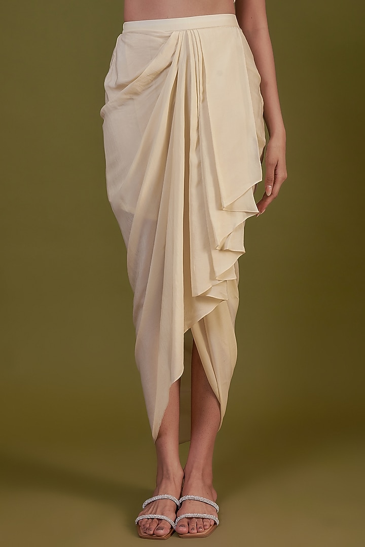 Ivory Organza Embroidered Cape Set by Prisho at Pernia's Pop Up Shop