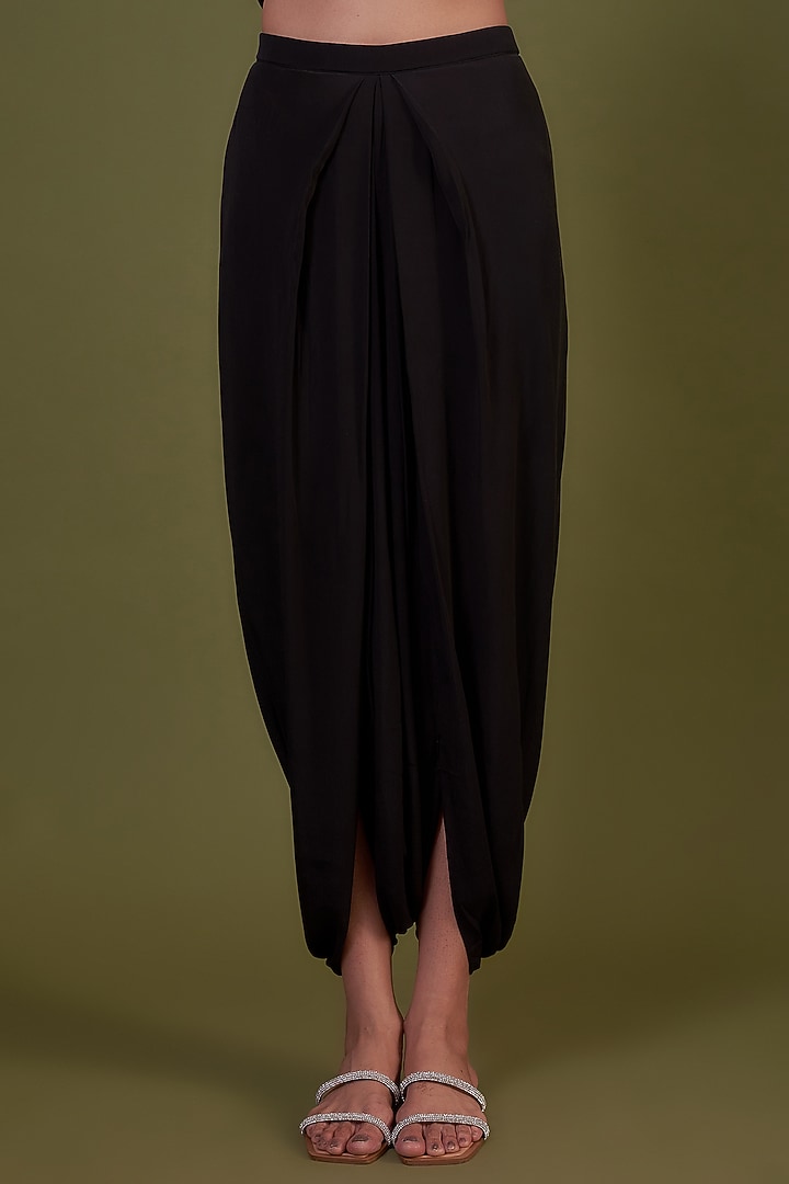 Black Silk Embroidered Kaftan Set by Prisho at Pernia's Pop Up Shop