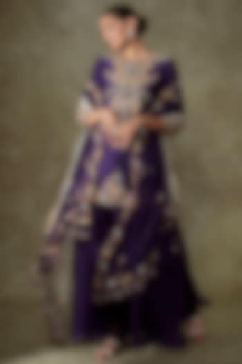 Purple Organza Sharara Set by Prisho at Pernia's Pop Up Shop