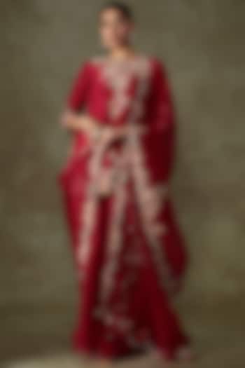 Red Organza Wedding Sharara Set by Prisho at Pernia's Pop Up Shop