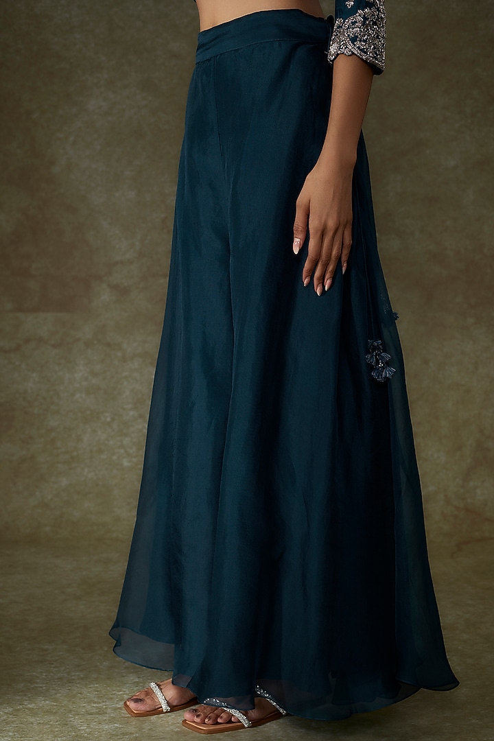 Blue Organza Wedding Sharara Set by Prisho at Pernia's Pop Up Shop