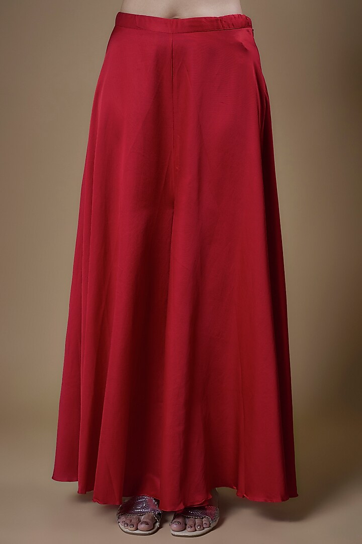 Red Silk Embroidered Wedding Anarkali Set by Prisho at Pernia's Pop Up Shop