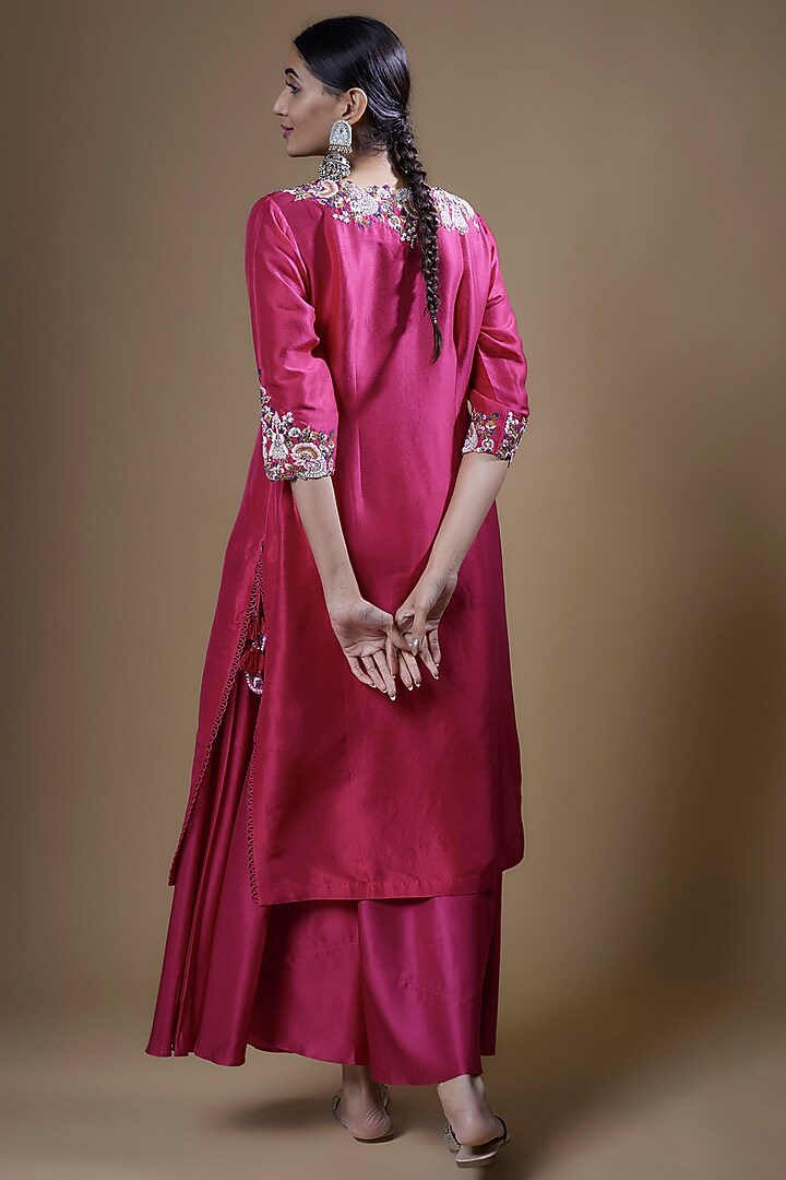 Pink Cotton Satin Wedding Sharara Set by Prisho at Pernia's Pop Up Shop
