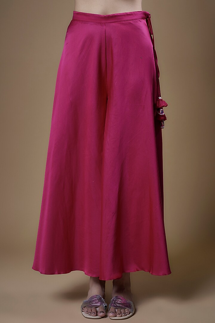Pink Cotton Satin Wedding Sharara Set by Prisho at Pernia's Pop Up Shop