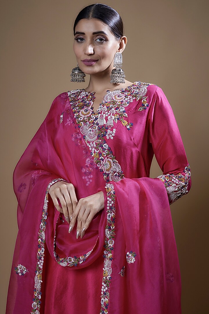 Pink Cotton Satin Wedding Sharara Set by Prisho at Pernia's Pop Up Shop